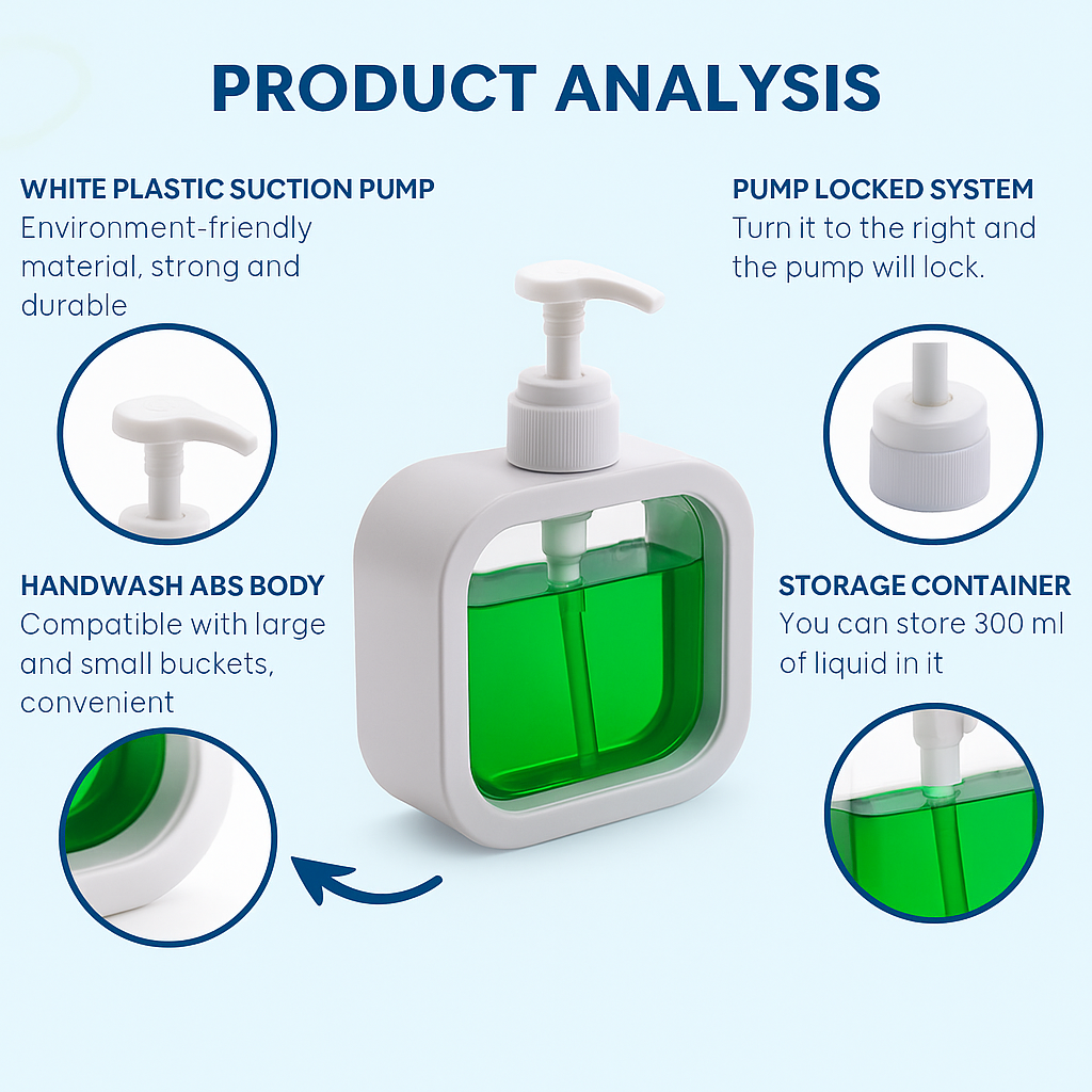 Modern Square 300ml Soap Dispenser – Sleek, Smart & Spill-Proof!
