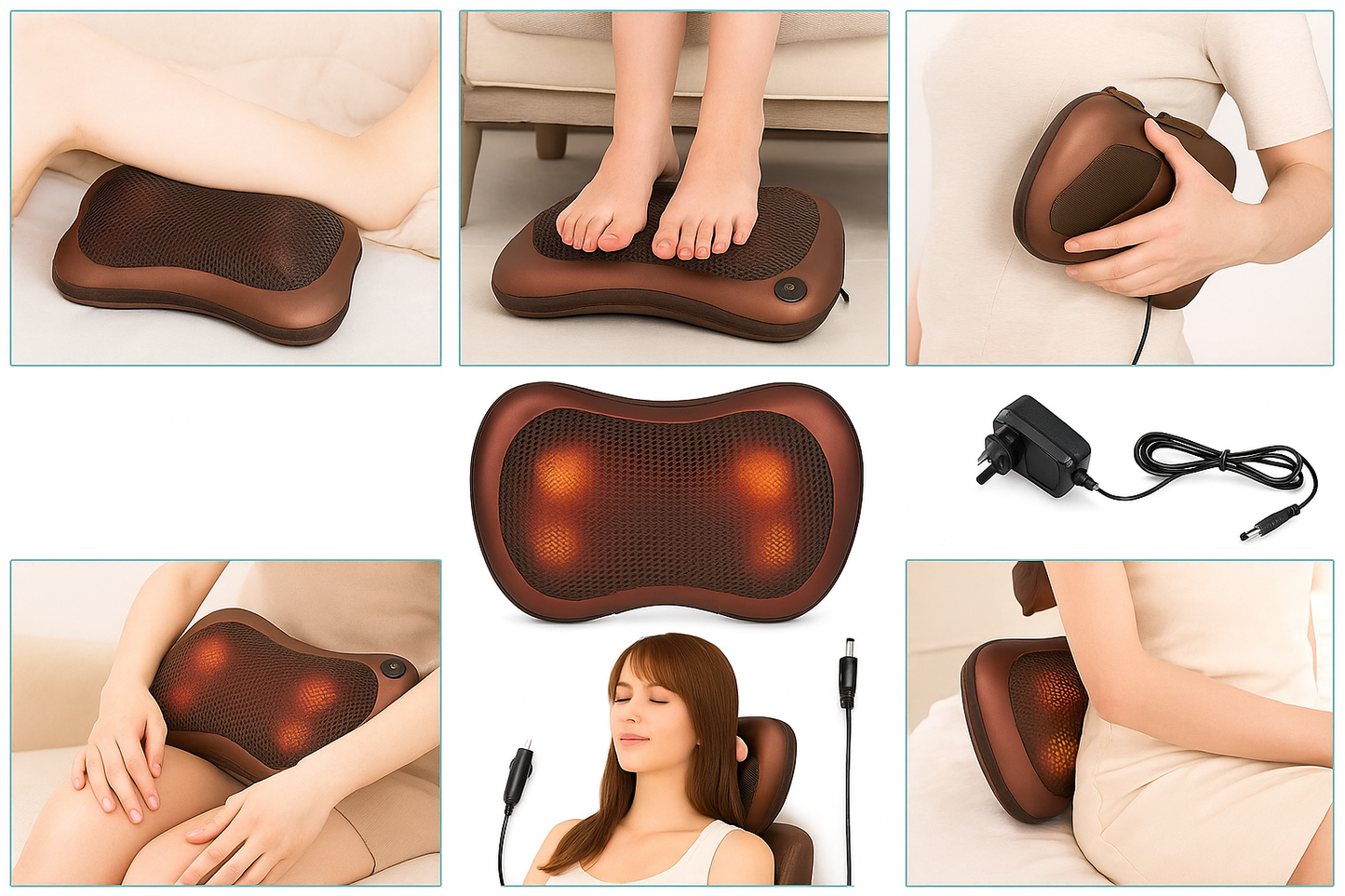 ThermaFlex™ Heated Pillow Massager – Deep Tissue Relief with Infrared Heat