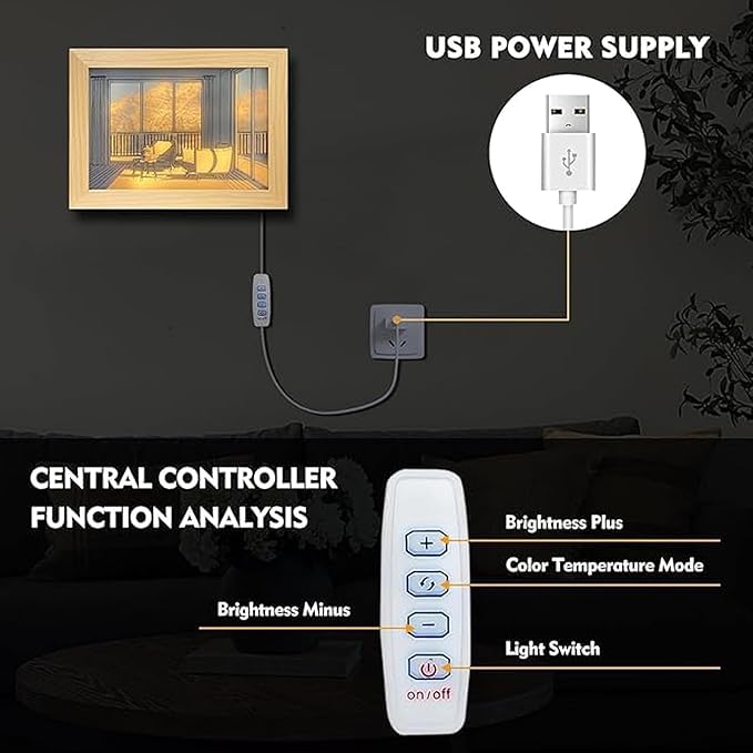 Premium Illuminating Photo Frame: USB-Powered Wall Art & Night Light