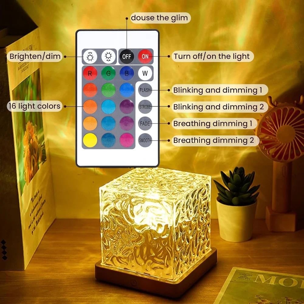 LuminGlow Crystal Flame Cube
