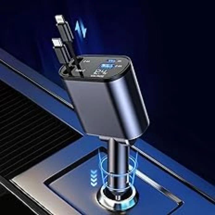 Retractable Car Charger 120W 4 in 1