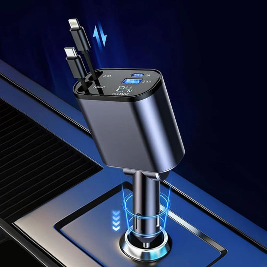 Retractable Car Charger 120W 4 in 1