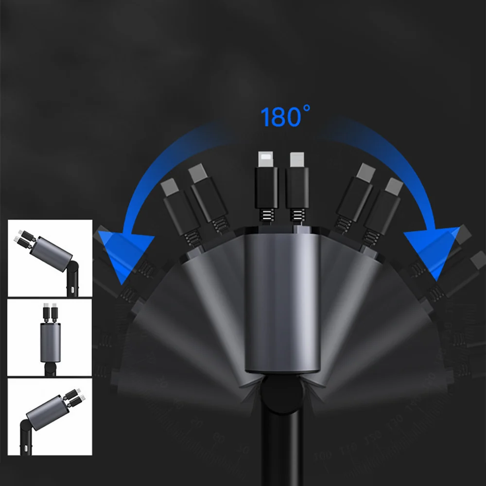 Retractable Car Charger 120W 4 in 1