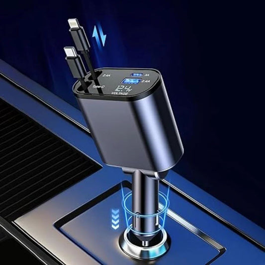 Retractable Car Charger 120W 4 in 1
